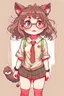 Placeholder: anime racoon girl with glasses curly hair fullbody