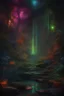 Placeholder: A colourful jungle a masterpiece, highres dark fantasy concept art, dynamic lighting, hyperdetailed, intricate, Splash screen art, vibrant colour, volumetric lighting, triadic complementary colours glow particles