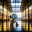 Placeholder: cute loab chat robot photo shoot in big train hall, 8k, downlight, soft light, depth of field, photorealism, trending on art station, lotsa detail, smoke and fog