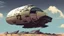 Placeholder: Sleek Cargo Spaceship Sitting In A Ruined Landscape