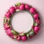 Placeholder: Round picture frame in the colors of dragon fruit on a light background to remove