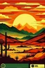 Placeholder: Vintage mountain desert sunset, retro poster design