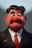 Placeholder: Waist up muppet Portrait, Kim Jong-un as muppet doll, black suit, photo studio, red background, unreal engine 5, concept art, art station, god lights, ray tracing, RTX, lumen lighting, ultra detail, volumetric lighting, 3d.