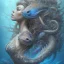 Placeholder: sango fantasy, fantasy magic, intricate, sharp focus, illustration, highly detailed, digital painting, concept art, matte, artgerm and paul lewin and kehinde wiley, masterpiece sexy lips Hawaiian afro lips lady body mermaid lionfish head blue space lady beach sea under water mermaid seaweed