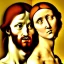 Placeholder: portrait of a male and a beatiful female Michelangelo style