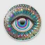 Placeholder: circular sticker on white background, psychedelic multicolor eyes, Optical Illusion, gradients multicolor, intricated Pattern, HD, 3D , Unreal engine, solids, highly detailed, vibrant color, octane render, centered