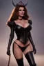 Placeholder: Raquel Welch as evil queen in black leather, leather, busty, cleavage, angry, stern look. character design by cory loftis, fenghua zhong, ryohei hase, ismail inceoglu and ruan jia. unreal engine 5, artistic lighting, highly detailed, photorealistic, fantasy