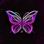 Placeholder: symetry!!, butterfly!!, logo, NFT, colorful, cyberpunk, neon punk, curves, lines, simple, gradient, creative