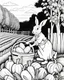 Placeholder: B/W outline art,coloring book page, full white, super detailed illustration for adult,"Peter Rabbit's Carrot Harvest - Collecting the Bounty in the Fields!", crisp line, line art, high resolution,cartoon style, smooth, low details, no shading, no fill, white background, clean line art,low background details, Sketch style.