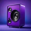 Placeholder: Create purple music speakers and blue background