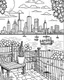 Placeholder: Create a serene black and white coloring page showcasing the peaceful waterfront of Battery Park, offering a picturesque view of the harbor and the distant Statue of Liberty. Remove the black background to make it an enjoyable coloring experience for both kids and adults.