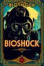 Placeholder: stunning stylish movie poster of BIOSHOCK movie with traditional Art Deco style with intricate borders, elegant typography, perfect lettering and vibrant colors typical to the era, gold nuances, turquoise, black and bronze, Bright and shiny, "BIOSHOCK" written in perfectly clear art Deco letters, gold and black, BIG DADDY deep sea diver features, art deco retro futuristic buildings of Rapture from the video game in the background