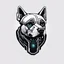 Placeholder: a white background a dark themed logo that looks like the cyborg dog