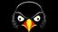 Placeholder: angry penguin | black background | red eyes | yellow beak | clip art