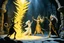 Placeholder: (crazy psychedelic high res photo by Ray Harryhausen) Deities confrontation in a dungeon: Canna's hand rises, fingers outstretched. The golden light concentrates into a glowing tendril that whips through the air like a living thing. The White Witch shifts her weight slightly, but doesn't back away as the tendril wraps around her throat—not crushing, but testing. The golden light pulses against her pale skin.w_triangle_warn