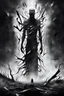 Placeholder: surreal vibe, grayscale, black and white, a caracter dissolving into shadows and fog, body torn into shards of light and darkness. A haunting, nightmare, composition that captures isolation, inner demons, struggle of anxiety. surreal, fog, shadows, atmospheric