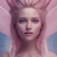 Placeholder: a pink castle, a cheerful fairy in front, big smile, pink, blonde hair, beautiful, whole face, whole top hair head, wide open blue eyes, transparent wings onn the back, hyperrealism, masterpiece, expert, cinematic lighting, sharp focus, 8K, pastel, macro lens, woman, detailed, flower