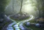 Placeholder:  winding stone path lit river