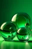 Placeholder: large and small glass balls figure swirling on the air and glass bubble balancing, calming nerves, relaxation, light shades, green tint background