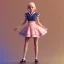 Placeholder: A very cute girl full body,wearing a short skirt,with blonde hair with a fade of light pink,sailor uniform,full round face,teenage girl