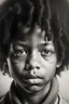 Placeholder: A hyper realistic pencil portrait of a beautiful African boy with afro hair, glossy lips and eyes