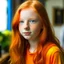 Placeholder: pretty girl, aged 13, ginger, conventionally attractive, realism, dreamy, tight top, bright