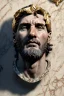 Placeholder: Ultra Realistic image, Roman sculpture, white marble material, Lionel Messi, gold Laurel leaves wreath, renaissance ornaments, one gold star in heart, marble background, chisel style, waist up portrait, emperor style, epic, celestial, cinematic lighting, God light, god rays, 4k resolution, smooth details, ornate details, soft lighting, unreal engine 5, art station, substance 3d.