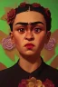 Placeholder: Portrait of a Baby Frida Kahlo ,rusted metal and flowers, rust, blender 3d , textured, beautiful perfect angry baby face, soft factions, highly detailed By Disney