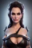 Placeholder: lisa ann as evil queen in leather gown, sitting on a throne, cleavage, angry, stern look, unreal 5, octane render,cinema4d, dynamic lighting, dramatic lighting, 4k, redshift render, highly detailed, hyper realistic