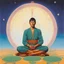 Placeholder: [Moebius] Spock in mediation, sitting in lotus position, as a yogi: Logic is the beginning of wisdom