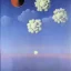 Placeholder: flowers floating in outer space with musical notes by Rene Magritte