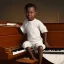 Placeholder: African American baby boy musician with piano modern art