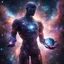 Placeholder: a colossal godlike humanoid figure with transparent body made of swirling galaxies and nebulae, holding a planet in palm and observ it with white glowing eyes, sharp focus, high contrast, dark tone, bright vibrant colors, cinematic masterpiece, shallow depth of field, bokeh, sparks, glitter, 16k resolution, photorealistic, intricate details, dramatic natural lighting