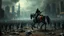 Placeholder: cyberpunk interpretation of Bruegel's "The Triumph of Death", capturing the symbolic "harvest" of humanity. this is terror. A dystopian metropolis under smog sky, where cybernetic soliders reapers are executing physical harvest and many of humans citizens killed army of cyberwarrior androids and robotic, many panicking running people, many bodies lying on the ground. a cyber-death warrior in black hood with futuristic gun on a robotic horse, thriller, detailed, cinematic