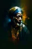Placeholder: indian 40 man years in a traditional costume under the moon :: dark mysterious esoteric atmosphere :: digital matt painting with rough paint strokes by Jeremy Mann + Carne Griffiths + Leonid Afremov, black canvas