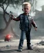 Placeholder: The Terminator toddler, fixed eye, full body, dramatic lighting, angry, hyper realistic