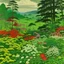 Placeholder: A green meadow with beautiful flowers painted by Utagawa Hiroshige