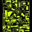 Placeholder: elements of photographic equipment. poster graphics. high detailed. ink and acrylic. black, green and yellow