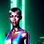 Placeholder: young naomi campbell, blade runner style, middle short hair, rain, fog, neon ambient, gradient color, clean skin, circuits, latex coat, cyber punk, neon, tubes, portrait, studio photo, unreal engine 5, smooth color, 16 bit, god lights, ray tracing, RTX, lumen lighting, ultra deatail, volumetric lighting, 3d, finely drawn, hd.