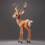 Placeholder: full body of a bald white tail deer with antlers, standing with big smile facing the left and big eyes looking to the left , on flat background, in the style of 'My Little Pony' and Bambi, fantastic lighting