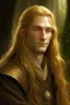 Placeholder: A young serene Lord Of The Rings like man with long golden hair that cascades gracefully. His calm eyes, with blind pupils, reflect a depth of wisdom and inner peace. A gentle smile graces his face, adding warmth to his tranquil demeanor.