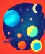 Placeholder: colorful planets. ink, poster, acrylic