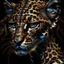 Placeholder: candy leopard, portrayed with the intricate facial features and extremely detailed pupils characteristic of Stefan Gesell's style, blended with the elongated forms and dramatic chiaroscuro reminiscent of El Greco, conveyed through a light painting technique with push processing, incorporating holographic elements for a dreamy, vibrant effect, soft skin texture, clarity achieved, supporting a perfect composition, cinematic atmosphere, delicate detail