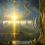 Placeholder: An incredibly peaceful detailed landscape, primordial nature, sun, by Max Ernst, Giotto, bas-relief, high resolution, volumetric light, 8k, 3d, cinematic