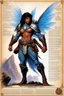 Placeholder: character concept sheet with AD&D statistics and characteristics, [illustration by Jeff Easley] playable class of rocky shape shifting earth faerie