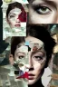 Placeholder: A collage about anxiety experienced by a beautiful woman, focus point of image, distant faces, ghosts, ripped pieces is newspaper clippings, suffocating, abstract, chaos, epic photo, sharp on highly detailed skin with wrinkles and high contrast, photorealistic, 4K, 3D, realism, hyperrealism, detail, good lighting, detailed texture, modern photography style, 3D, 4D, 4K