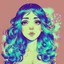 Placeholder: singer Melanie Martinez face, beautiful cyberpunk huge girl, hyperdetailed, illustration by Katsushika Hokusai, darkblue tones,