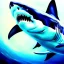 Placeholder: Epic oil Drawing of Photorealistic dramatic hyperrealistic,ultra realistic,with scars Great White Shark, underwater, daylight ,by WLOP, Artgerm 8k