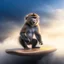 Placeholder: monkey on surfboard photo shoot, 8k, down-light, soft light, depth of field, photo realism, trending on art station, high detail, smoke and fog