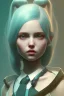 Placeholder: girl, teal hair, pigtails, big eyes, cute, beautiful, dress, 8k resolution concept art portrait by Greg Rutkowski